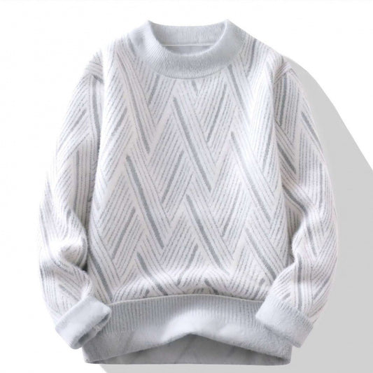 Round Neck Sweater Men's Winter Rhombus Sweater
